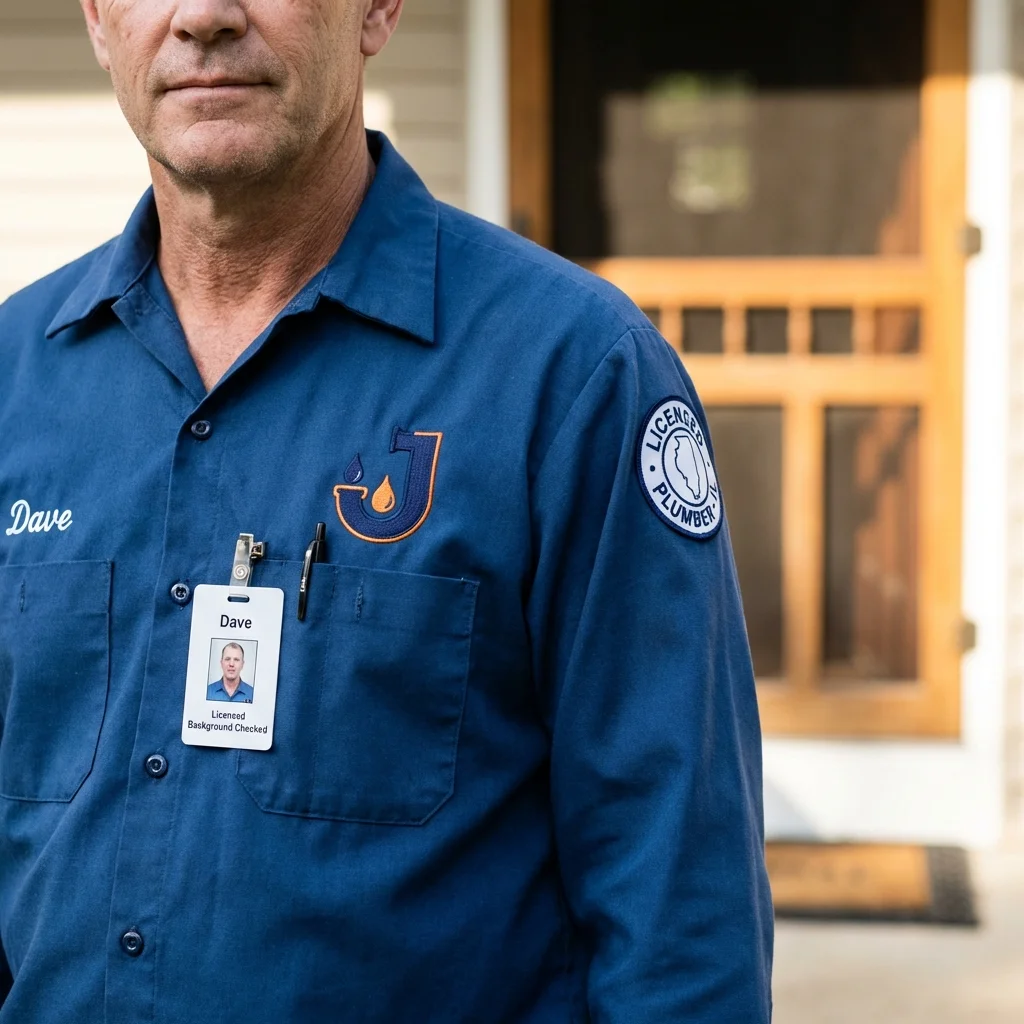 Licensed plumber showing ID badge in Selah, WA