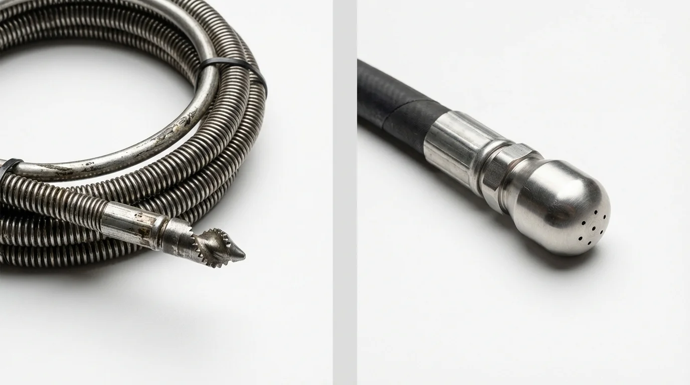 Drain snake cable and hydro jetting nozzle used for drain cleaning in Selah, WA