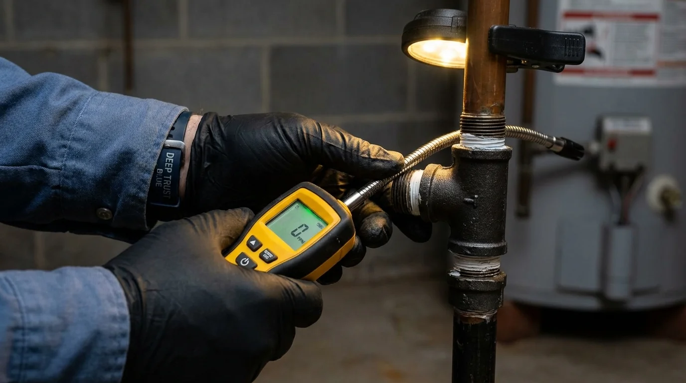 Gas leak detection with electronic sniffer by Johns Plumbing LLC in Selah
